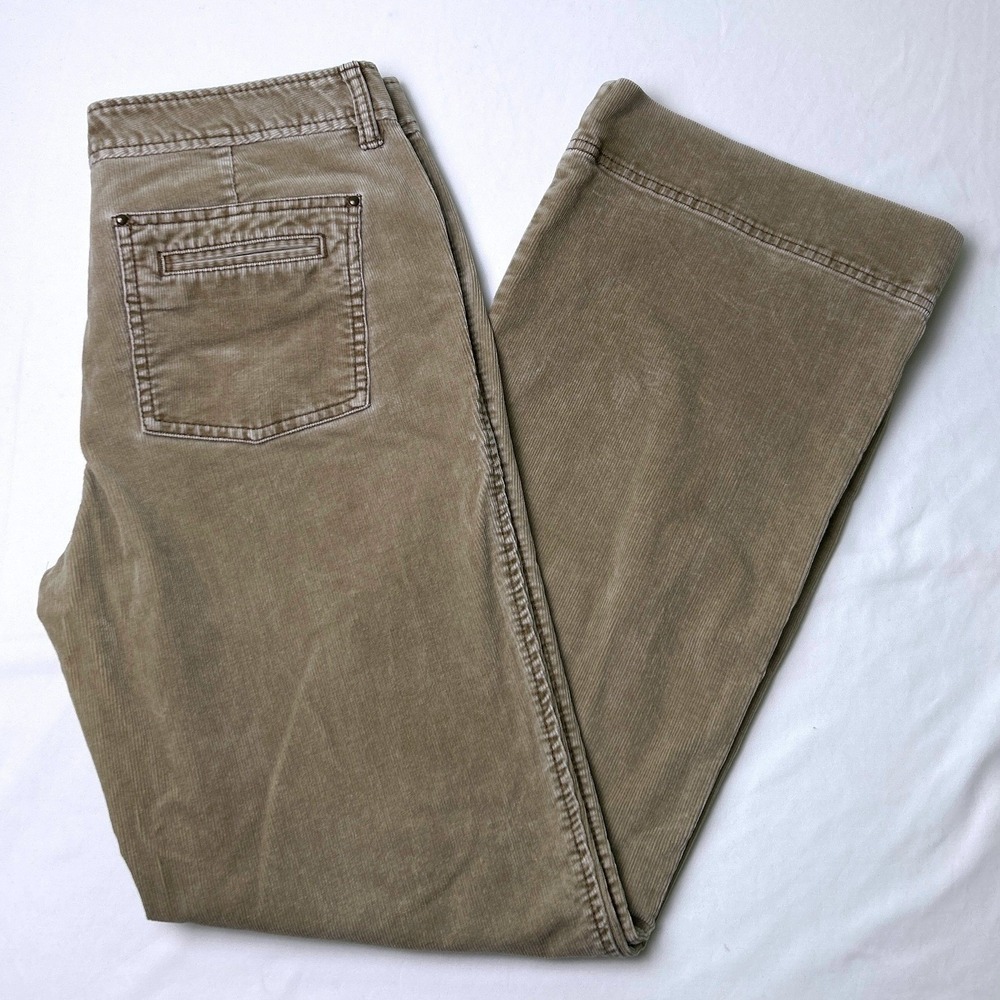 Eddie Bauer Womens Mid Rise Wide Leg Corduroy Jeans Size 8 Tan Stretch Preppy